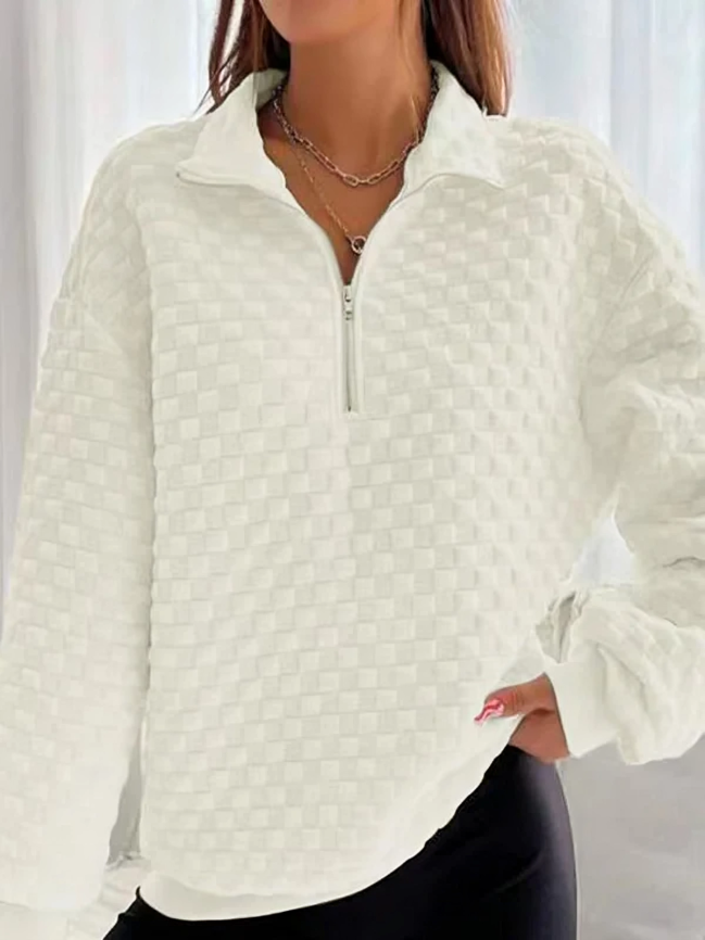 Dames - Trendy V-hals trui - Stijlvolle ritssluiting - Comfortabele gebreide kleding voor modieuze looks