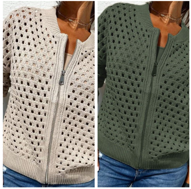 Casual damesvest met rits en hol design
