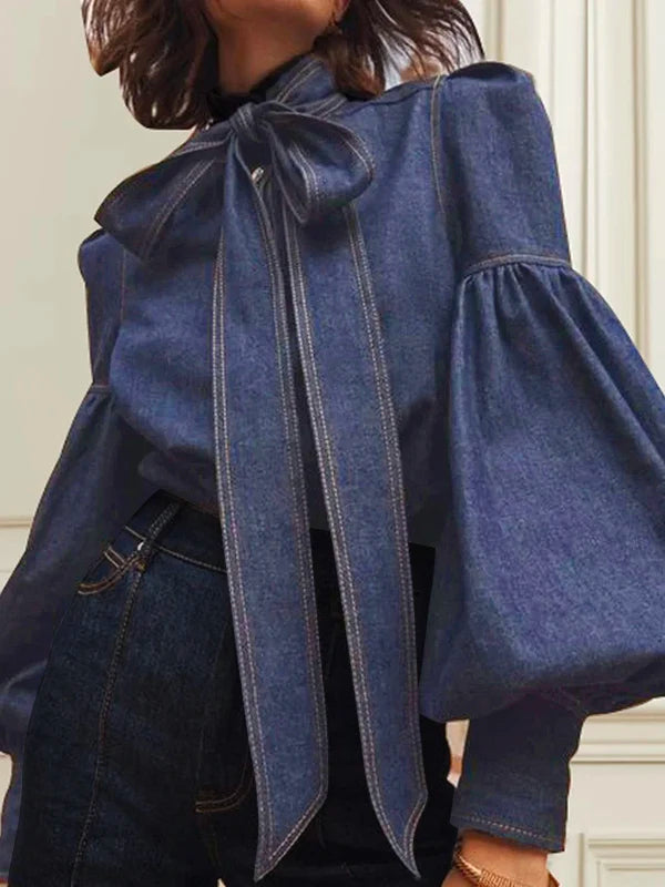 Christy | Puff Denim Top