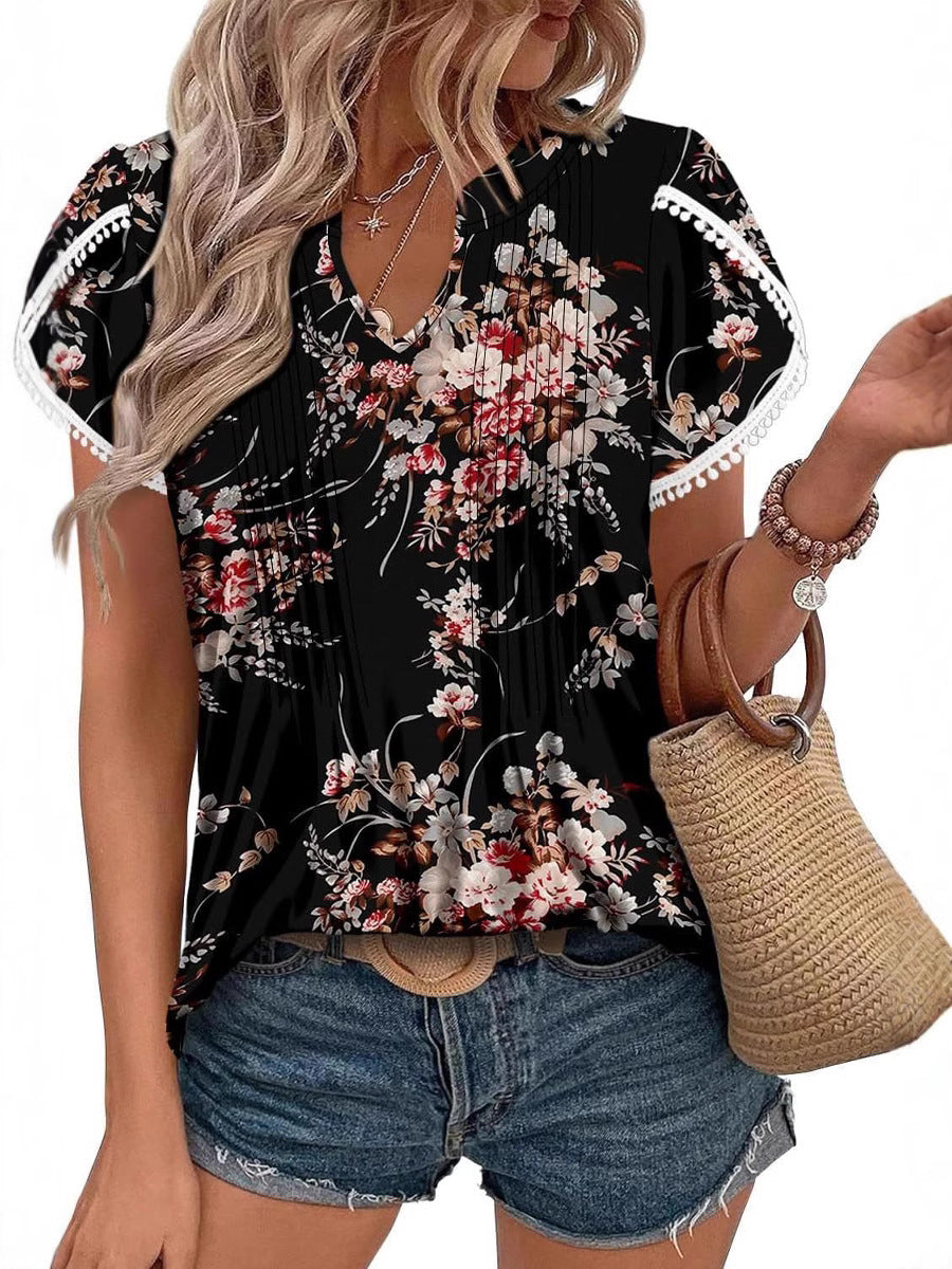 Bedrukte tuniektop met korte mouwen voor dames