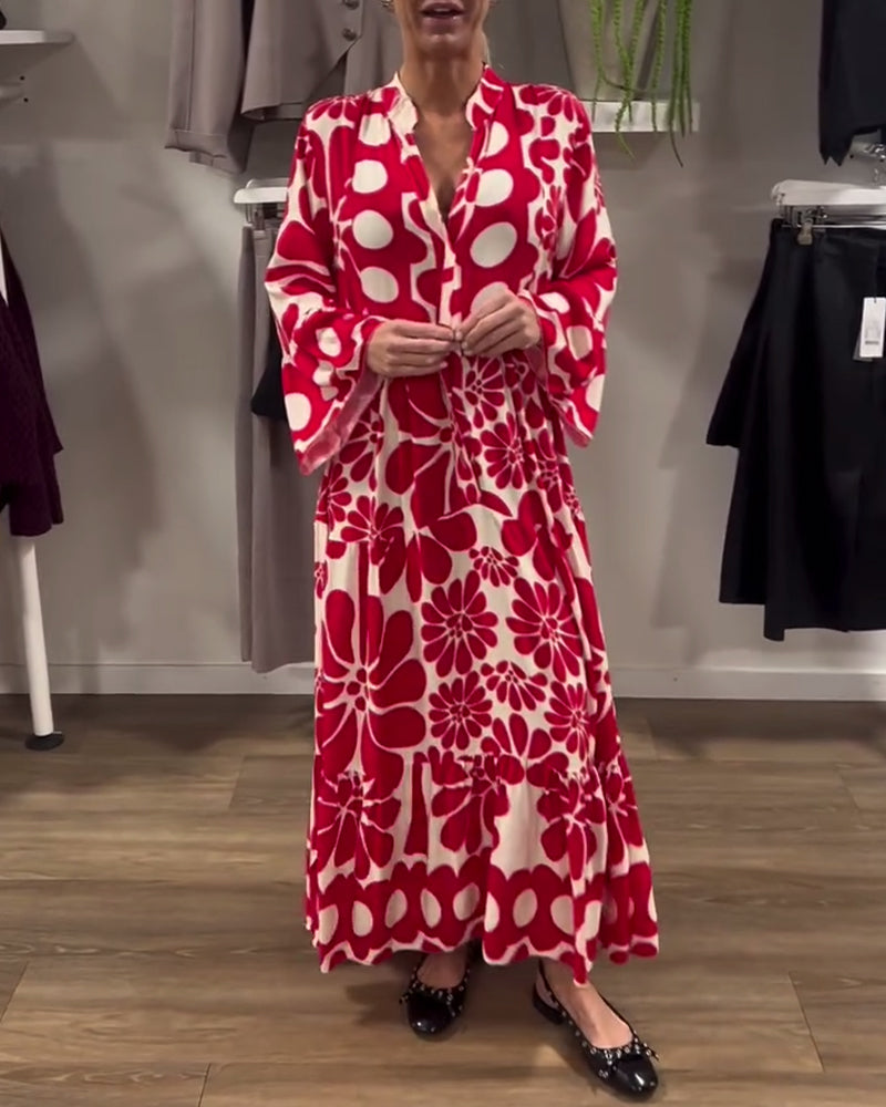 Cora™ | Elegante bedrukte maxi-jurk