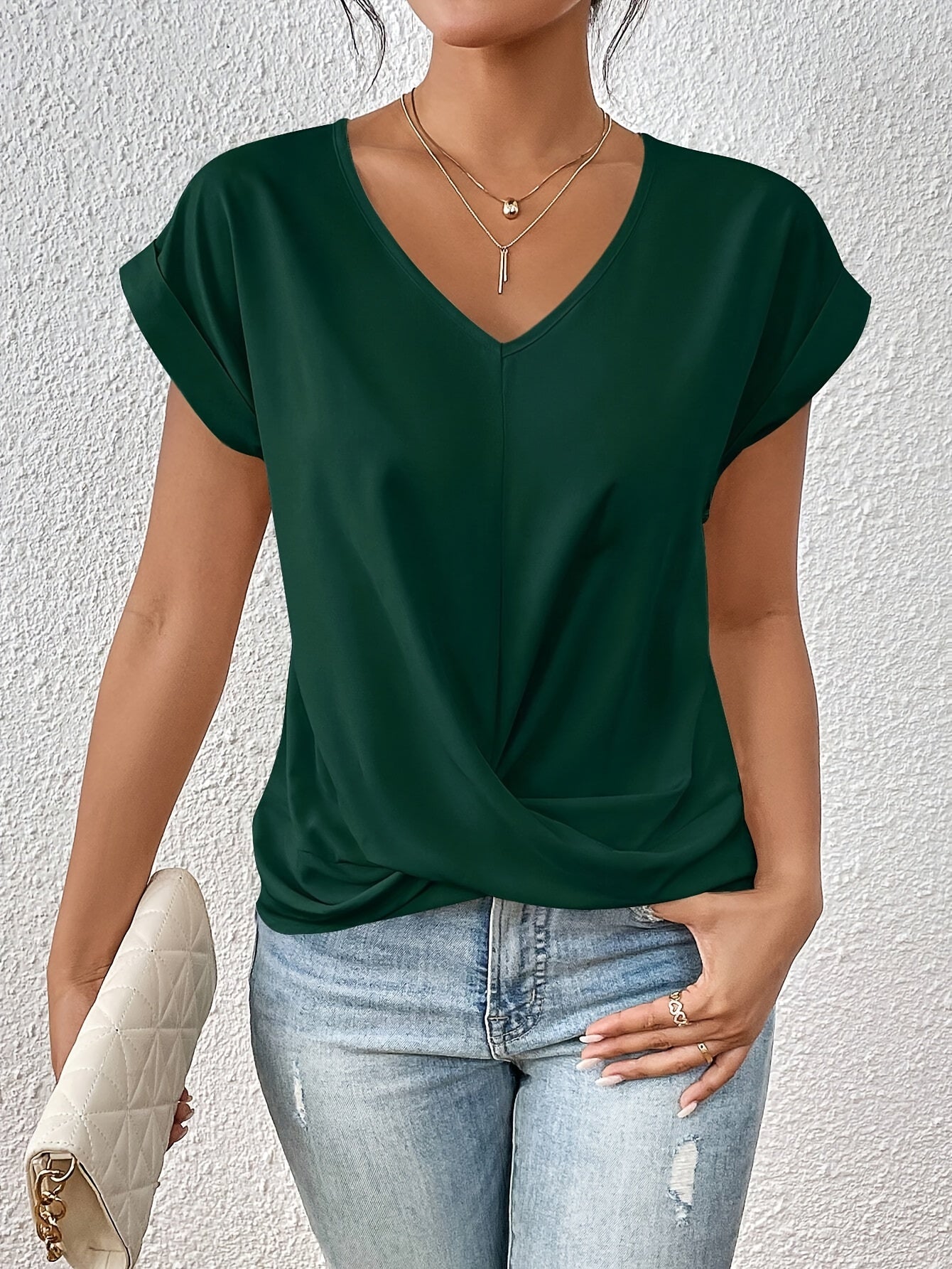Cleo™ - Casual T-shirt met sweetheart halslijn