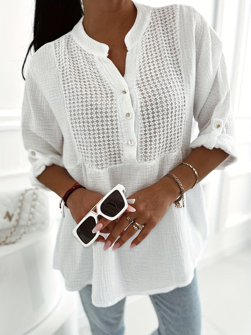 Dames - Linnen overhemd - Luchtig zomeroverhemd met knoopsluiting - Licht en comfortabel voor warm weer