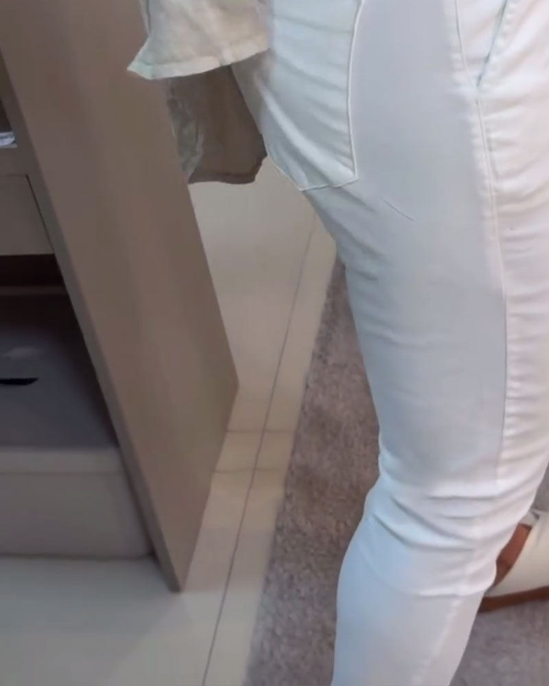 Nahia – Soepelvallende broek met trekkoord, elastische taille, relaxte rechte pasvorm