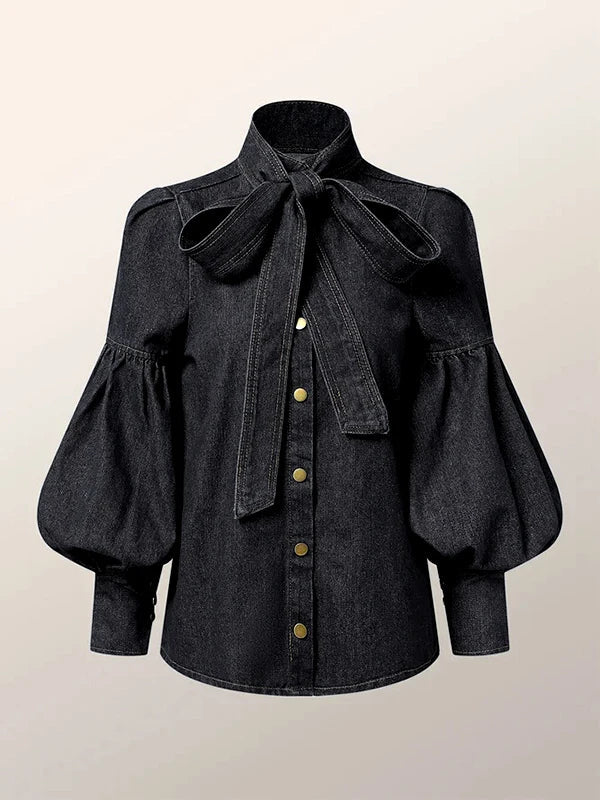 Christy | Puff Denim Top