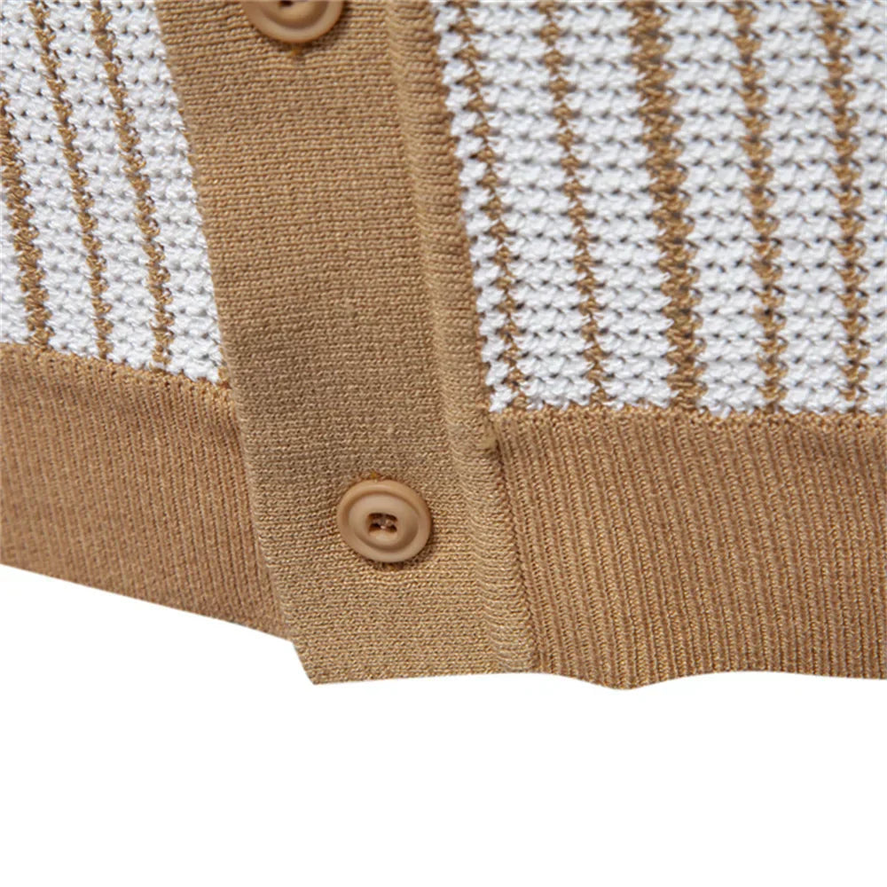 Marco | Heren gebreid overhemd retrolook met knoopsluiting