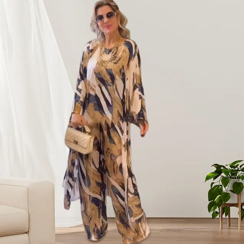 π¦ UITVERKOOP 70% KORTING π Set van 2 delen met een losse top en broek, bedrukt met een lange zoom aan de achterkant