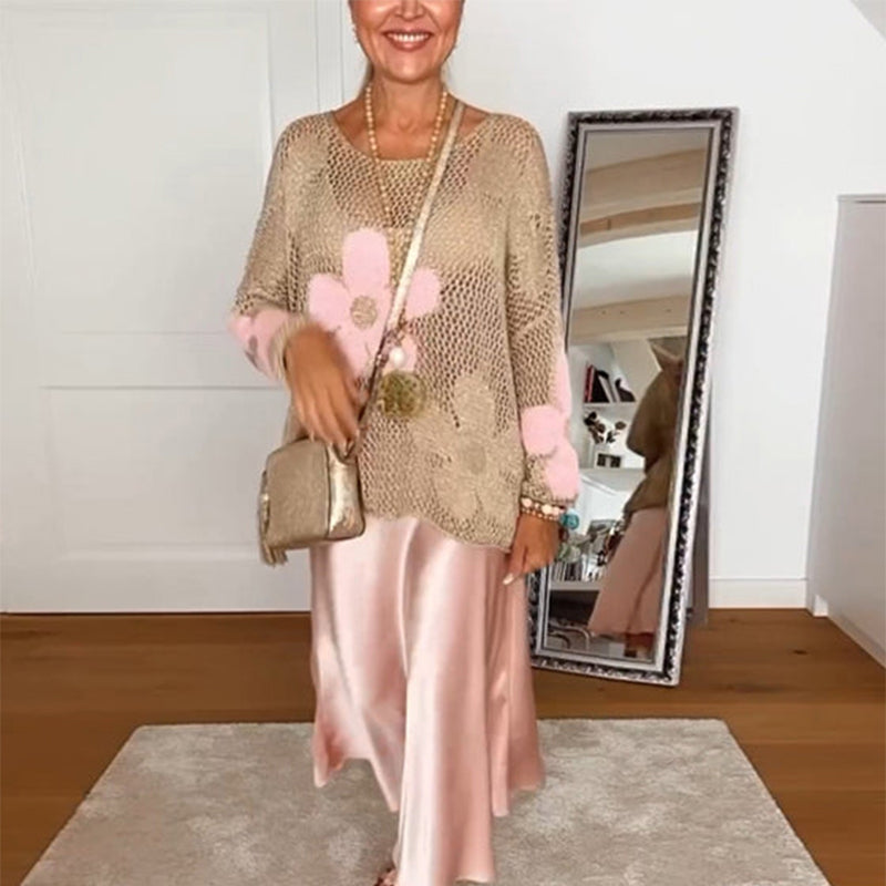 Dames zomerse gebreide pullovertop met uitgesneden zoom