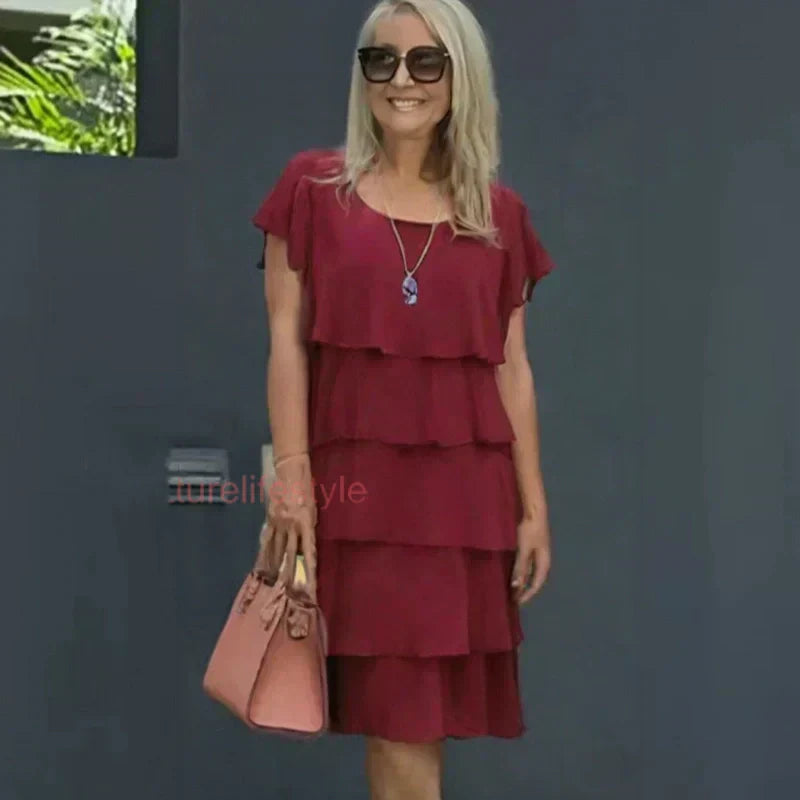 Casual geplooide golvende jurk voor dames