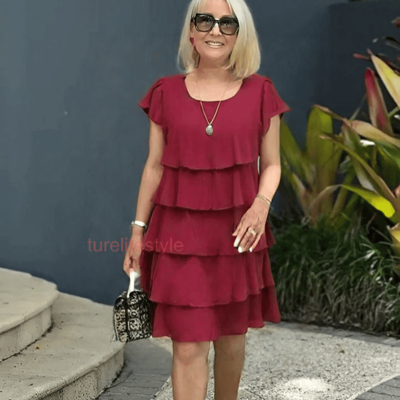 Casual geplooide golvende jurk voor dames