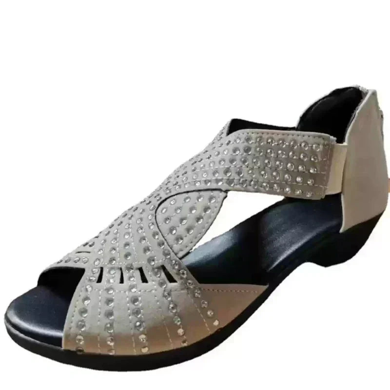 Dames Retro Open Teen Dikke Hak Sandalen