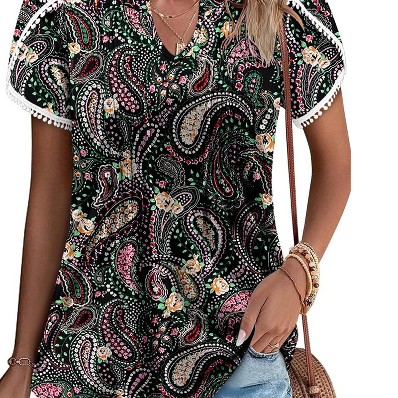 Bedrukte tuniektop met korte mouwen voor dames