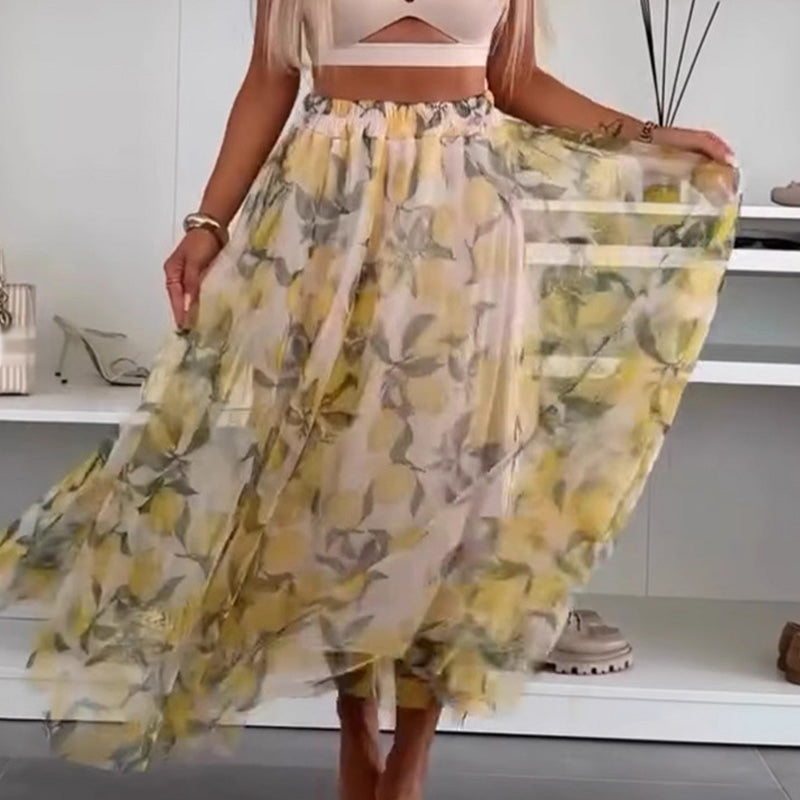 Casual bedrukte tule rok voor dames