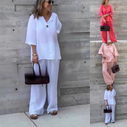 2-delige set van top en broek in losse pasvorm voor dames