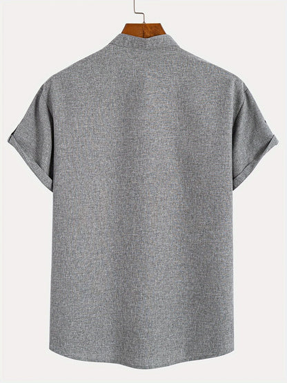 Elliott – Elegant overhemd met korte mouwen en opstaande kraag