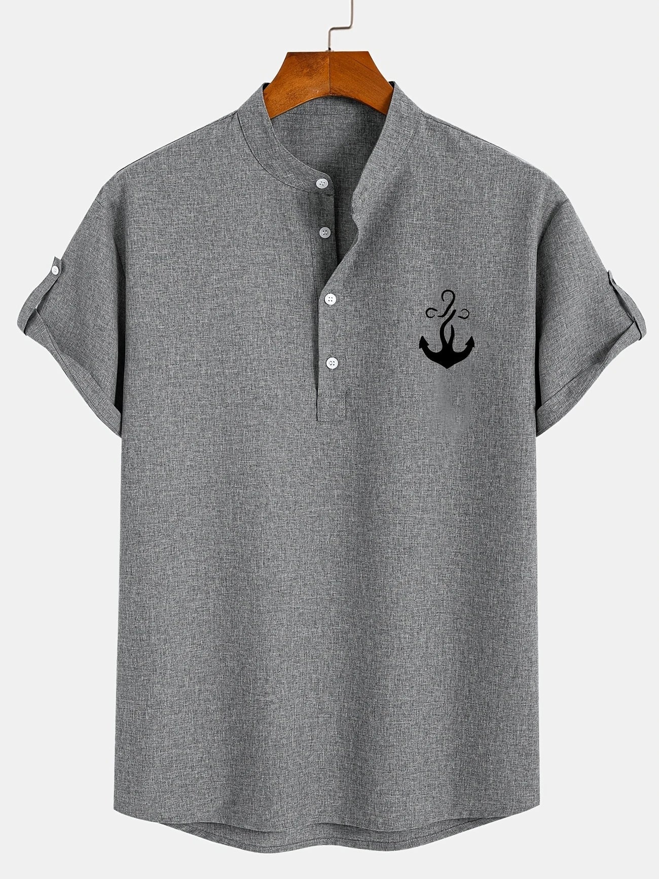 Elliott – Elegant overhemd met korte mouwen en opstaande kraag