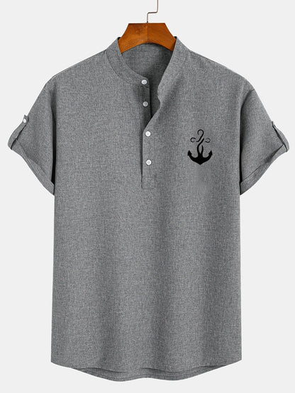 Elliott – Elegant overhemd met korte mouwen en opstaande kraag