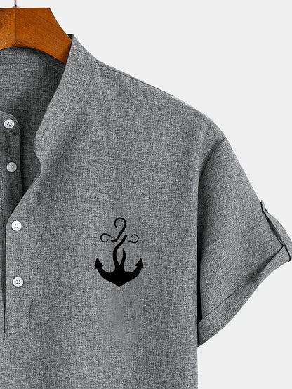 Elliott – Elegant overhemd met korte mouwen en opstaande kraag