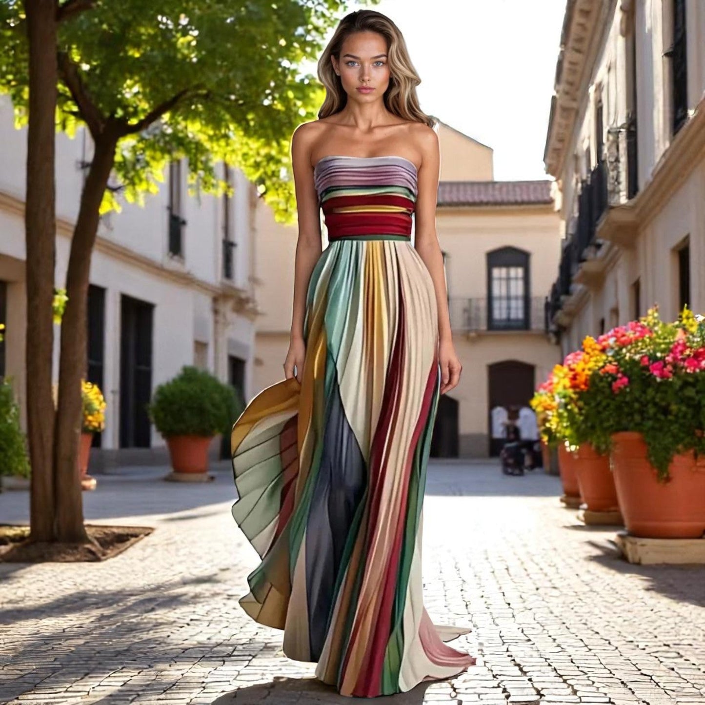 Luna | Kleurrijke mouwloze jurk