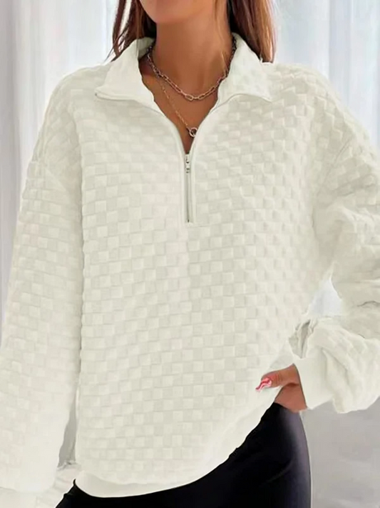 Dames - Trendy V-hals trui - Stijlvolle ritssluiting - Comfortabele gebreide kleding voor modieuze looks