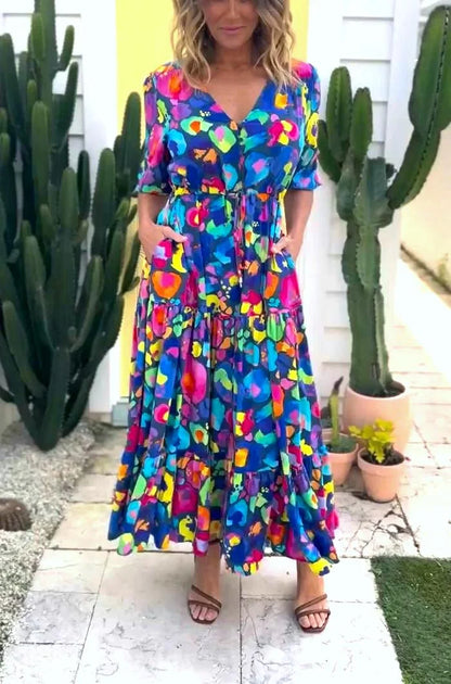 Dames midi-jurk met bloemenprint