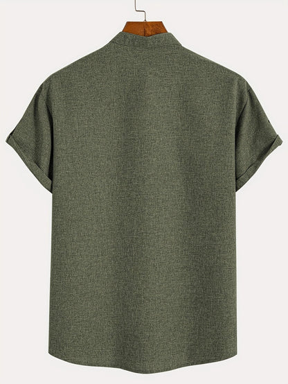 Elliott – Elegant overhemd met korte mouwen en opstaande kraag