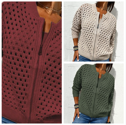 Casual damesvest met rits en hol design