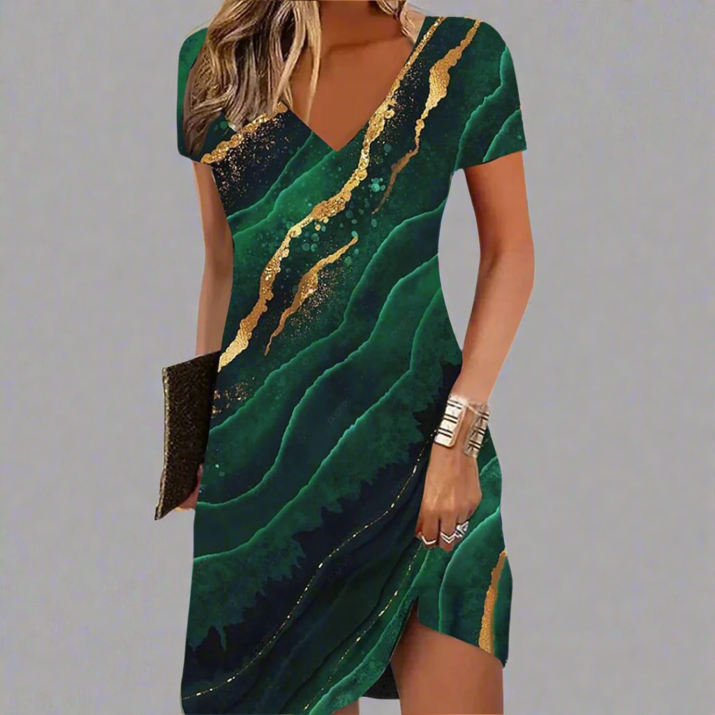 Merlijn | Stijlvolle casual jurk met marmerprint