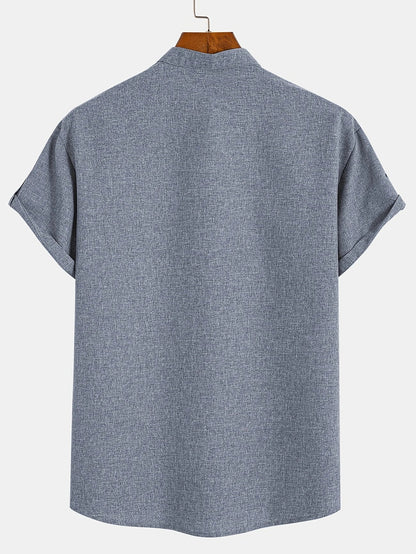 Elliott – Elegant overhemd met korte mouwen en opstaande kraag