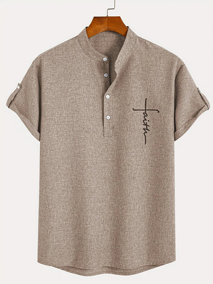 Elliott – Elegant overhemd met korte mouwen en opstaande kraag