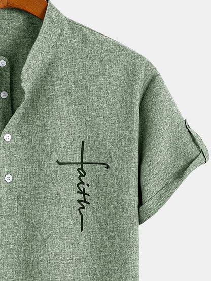 Elliott – Elegant overhemd met korte mouwen en opstaande kraag