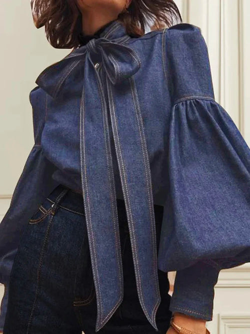 Christy | Puff Denim Top