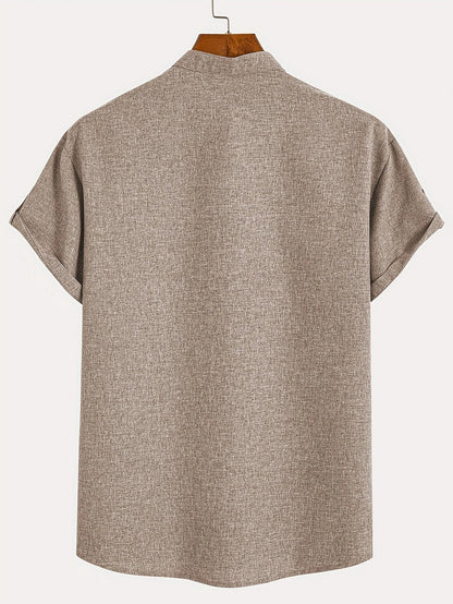 Elliott – Elegant overhemd met korte mouwen en opstaande kraag