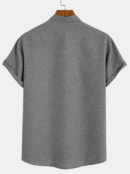 Elliott – Elegant overhemd met korte mouwen en opstaande kraag