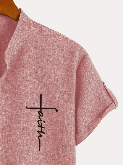 Elliott – Elegant overhemd met korte mouwen en opstaande kraag