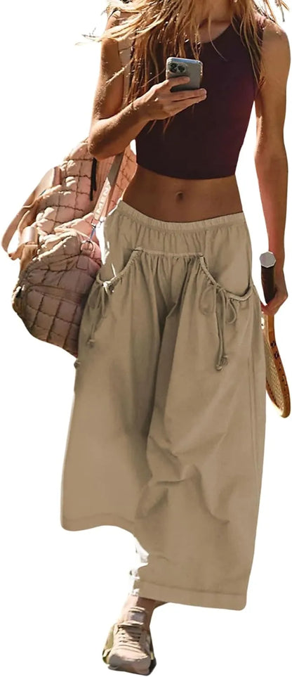 Losse, wijde trainingsbroek voor dames met zakken