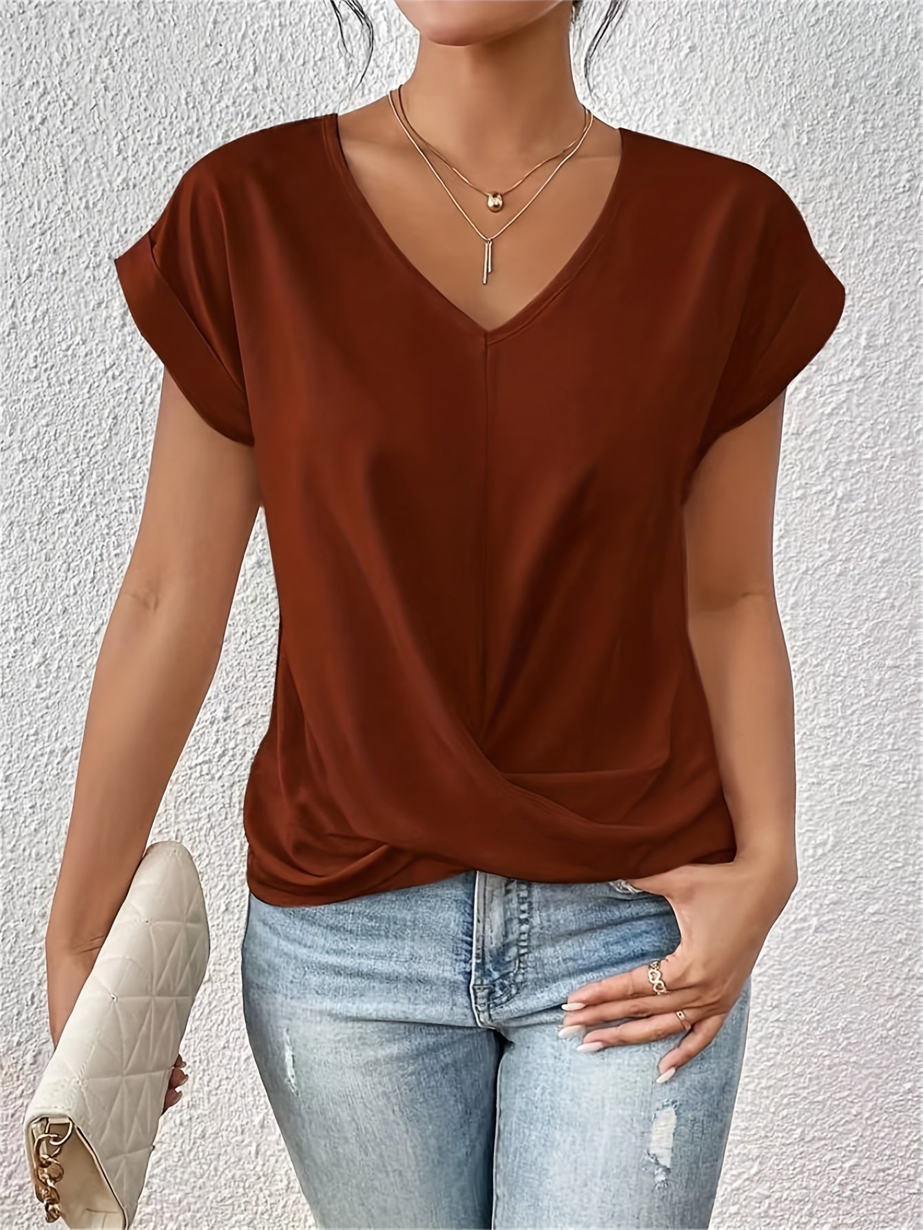 Cleo™ - Casual T-shirt met sweetheart halslijn