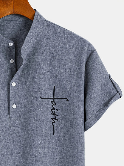 Elliott – Elegant overhemd met korte mouwen en opstaande kraag