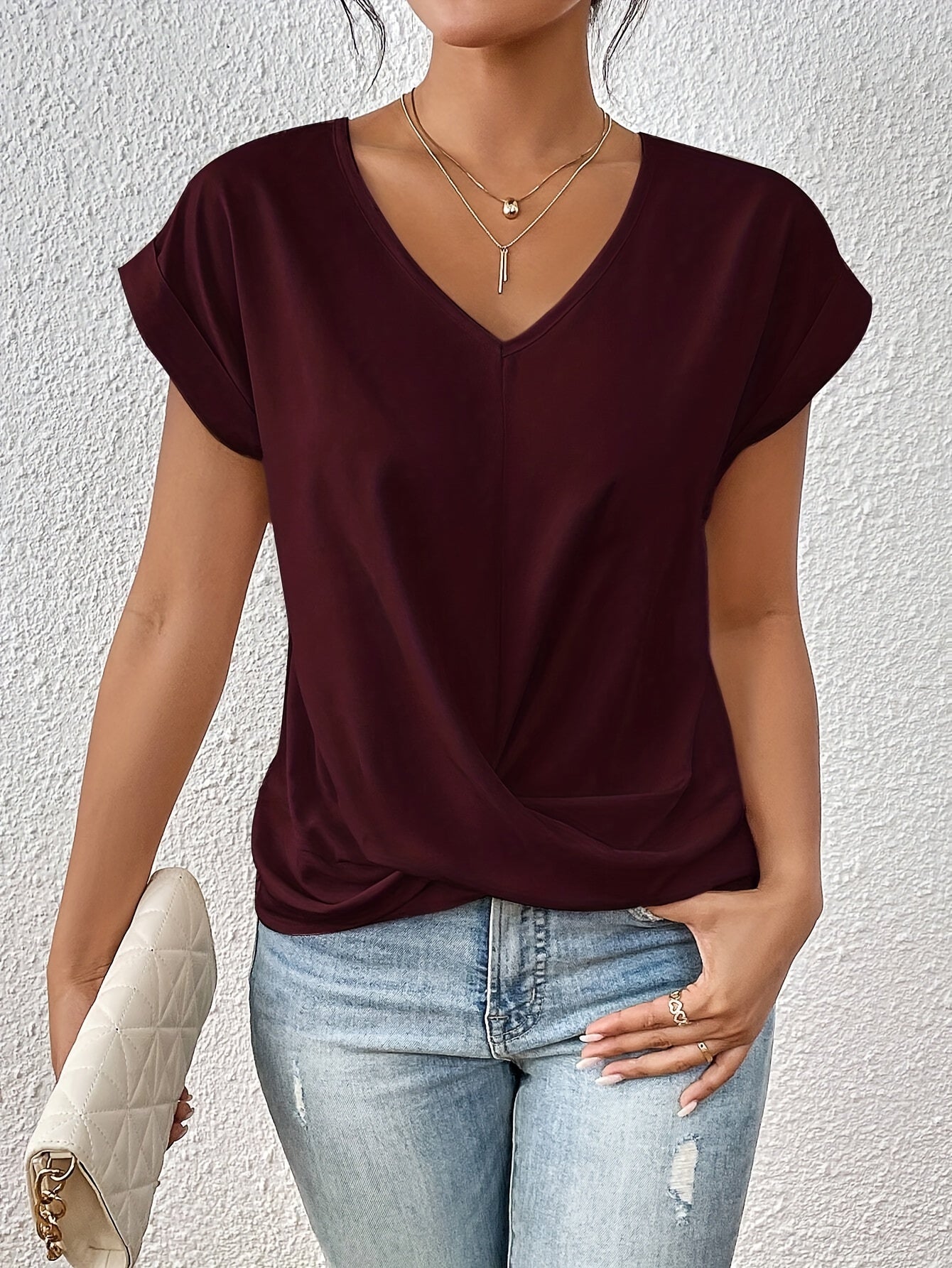 Cleo™ - Casual T-shirt met sweetheart halslijn