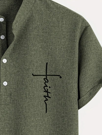 Elliott – Elegant overhemd met korte mouwen en opstaande kraag