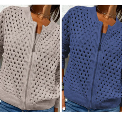 Casual damesvest met rits en hol design