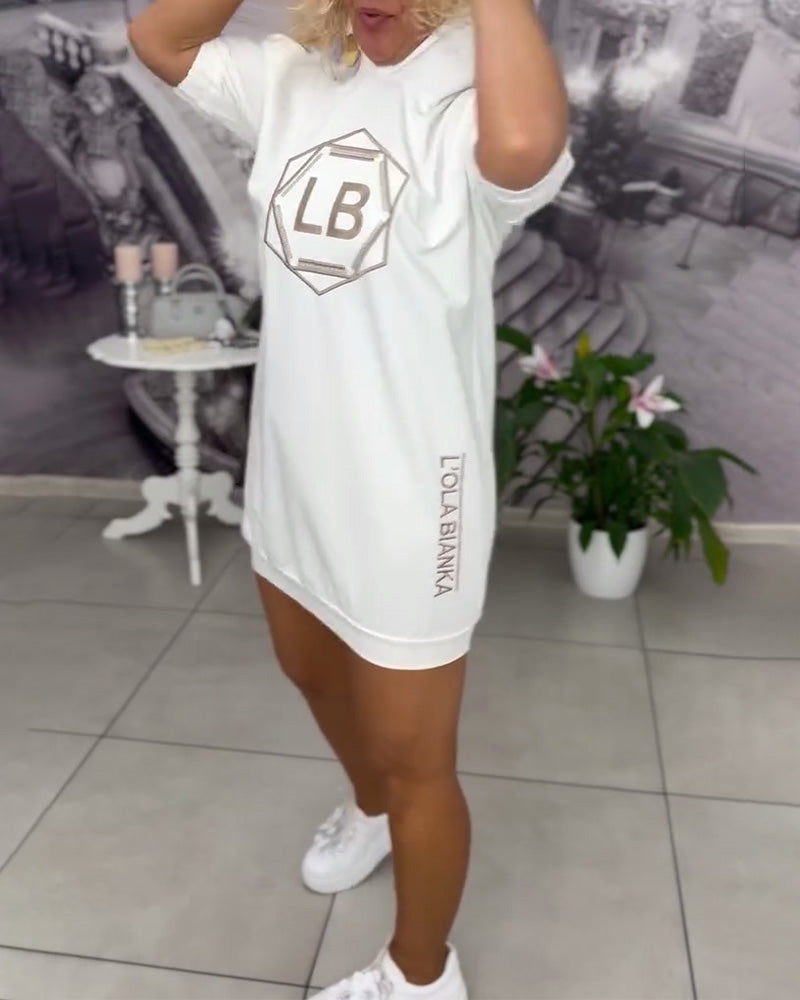 Jurk met capuchon en print sport