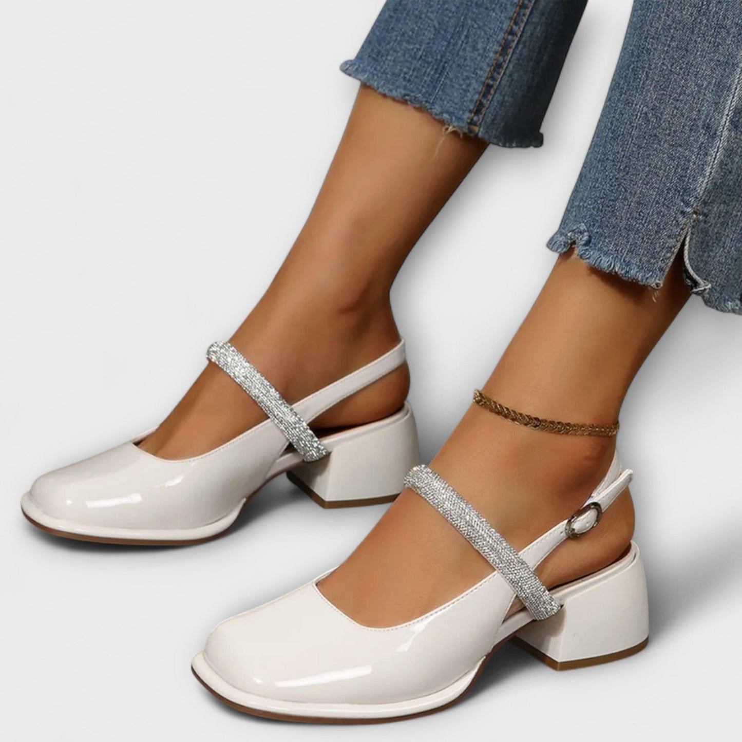 Celandra - Mary Janes met glitterbandje en blokhak