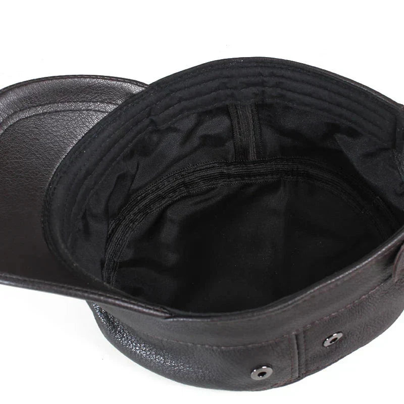 Heren Vintage Militaire Leren Pet