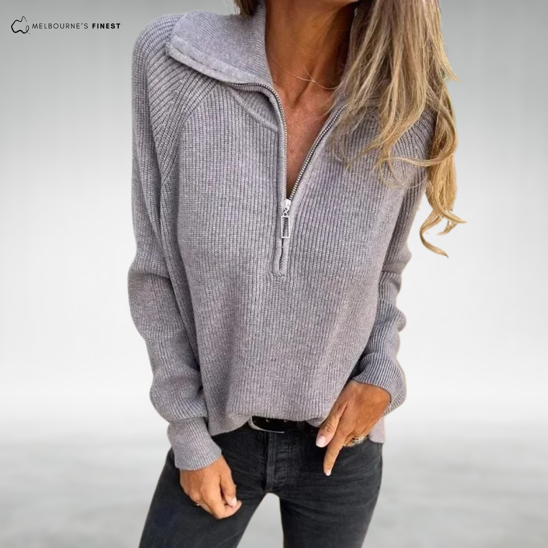 Lilia™ Tijdloze gebreide trui met halve rits