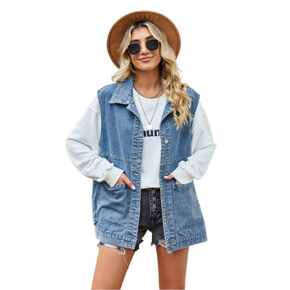 Isabella – Relaxed-Fit Dames Denim Bodywarmer van Katoen