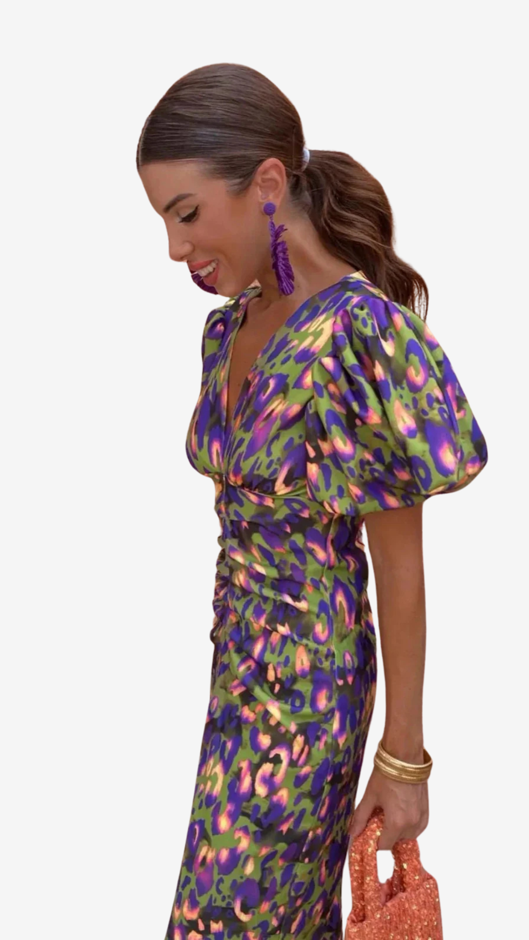 Ella™ | Geplooide jurk met kleur