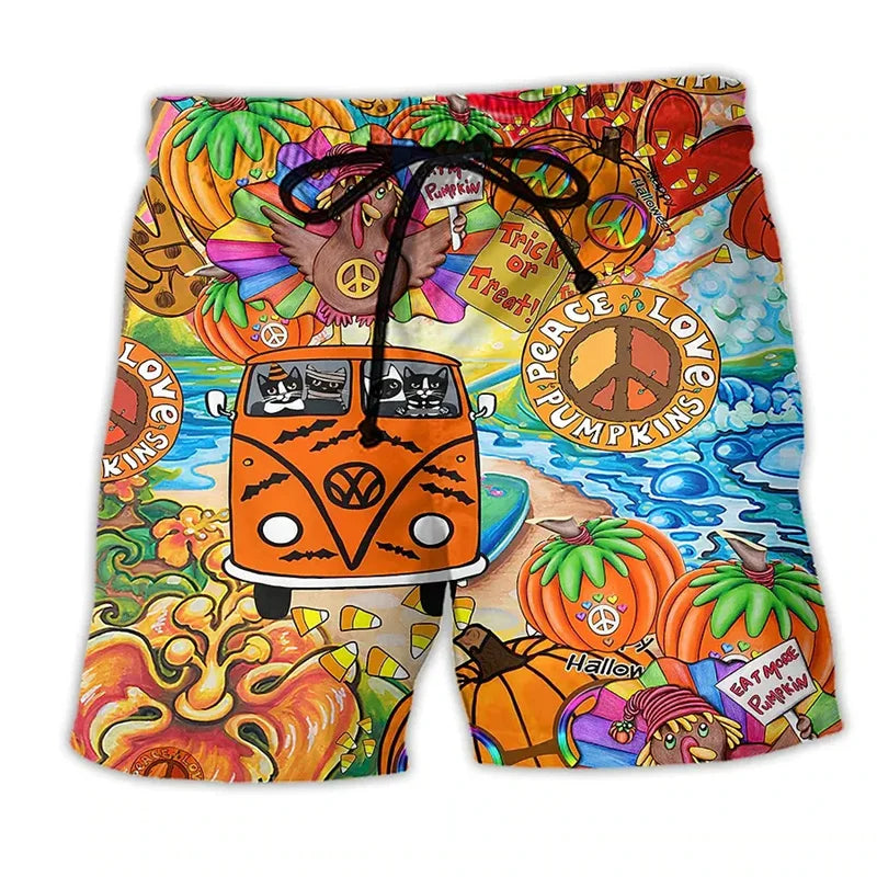Heren Zomer Zwemshort met Trekkoord en Cartoonprints