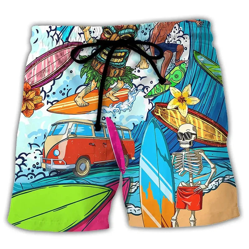 Heren Zomer Zwemshort met Trekkoord en Cartoonprints