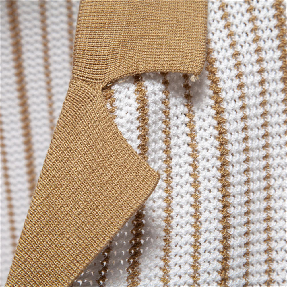 Marco | Heren gebreid overhemd retrolook met knoopsluiting